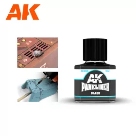   AK Interactive AK12020 Black Paneliner - Fekete panelvonal bemosó, 40 ml