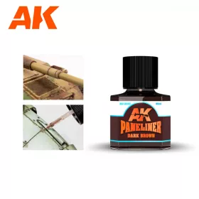   AK Interactive AK12022 Dark Brown Paneliner - Sötétbarna panelvonal bemosó, 40 ml