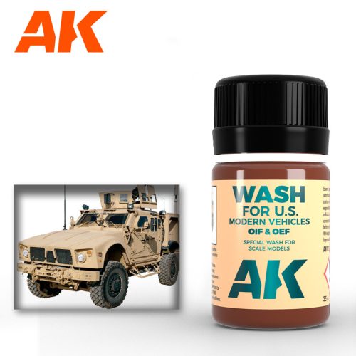 AK Interactive AK121 WASH FOR OIF & OEF - US VEHICLES - Bemosó modern amerikai homokszínű harcjárművekhez