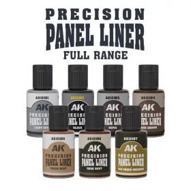   AK Interactive AK12100 FULL RANGE PANEL LINERS (7 x 30ml) - Panelvonal bemosó készlet