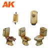 AK Interactive AK1354 BATHROOM SET WARGAME (RESIN 30-35MM) - műgyanta kiegészítő