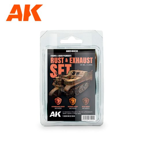 AK Interactive AK14031 RUST & EXHAUST SET - Liquid Pigment - folyékony pigment