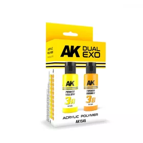   AK Interactive AK1545 POWER YELLOW & FUSION ORANGE DUAL EXO Set 3 - akril makett festék