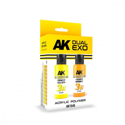 AK Interactive AK1545 POWER YELLOW & FUSION ORANGE DUAL EXO Set 3 - akril makett festék