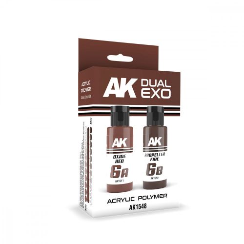 AK Interactive AK1548 OXIDE RED & PROPELLER FIRE DUAL EXO Set 6 - akril makett festék