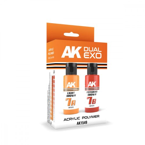 AK Interactive AK1549 LIGHT BROWN & ASTEROID BROWN DUAL EXO Set 7 - akril makett festék