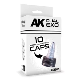   AK Interactive AK1567 SET BLACK CAPS (24mm diameter) - Cserélhető festékcseppentő fej, 10 db