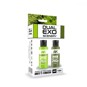   AK Interactive AK1585 LIGHT VEGETATION & DARK VEGETATION DUAL EXO Set 26 - akril makett festék
