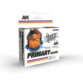   AK Interactive AK16021 PRIMARY COLORS SET - akril tintafesték-készlet makettezéshez