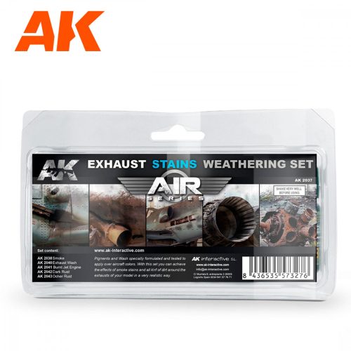 AK Interactive AK2037 Exhaust Stains Weathering Set (Air Series) - Pigmentpor