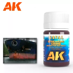   AK Interactive AK304 Brown Streaking Grime for Red Hulls - Barna koszcsíkok piros hajótesthez