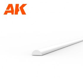   AK Interactive AK6551 Half cane 1.00 x 350mm - STYRENE STRIP - sztirol félkör profil