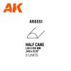 AK Interactive AK6551 Half cane 1.00 x 350mm - STYRENE STRIP - sztirol félkör profil