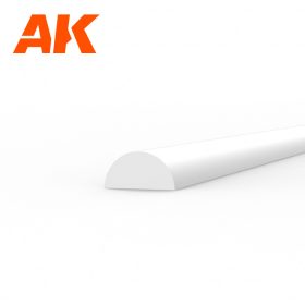   AK Interactive AK6552 Half cane 2.00 x 350mm - STYRENE STRIP - sztirol félkör profil