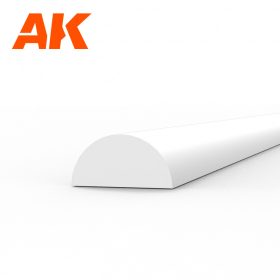   AK Interactive AK6553 Half cane 3.00 x 350mm - STYRENE STRIP - sztirol félkör profil