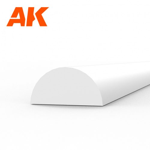 AK Interactive AK6554 Half cane 4.00 x 350mm - STYRENE STRIP - sztirol félkör profil