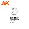 AK Interactive AK6555 U Channel 3.0 width x 350mm - STYRENE STRIP - sztirol U-profil