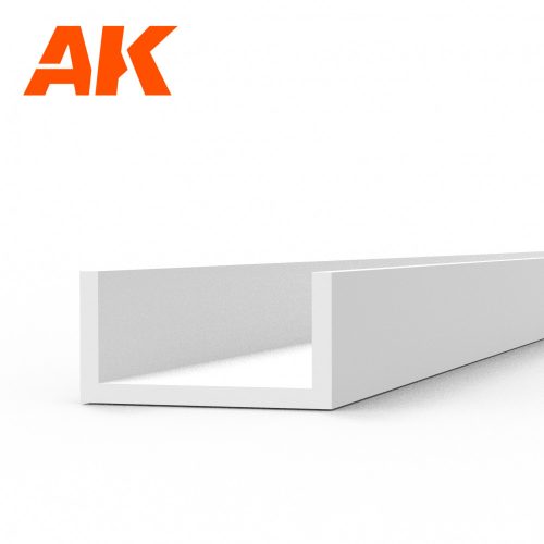 AK Interactive AK6556 U Channel 4.0 width x 350mm - STYRENE STRIP - sztirol U-profil