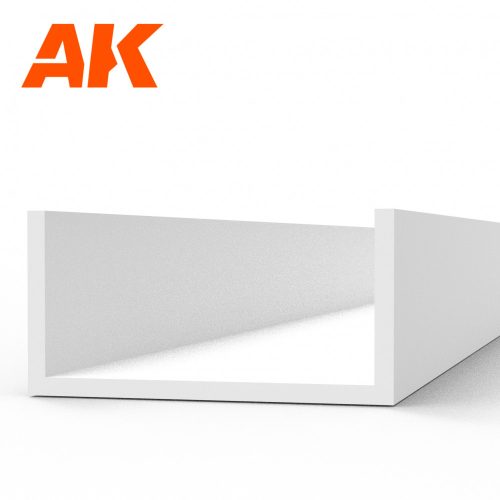 AK Interactive AK6558 U Channel 6.0 width x 350mm - STYRENE STRIP - sztirol U-profil