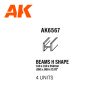 AK Interactive AK6567 BEAMS H SHAPE 1.5 x 1.5 x 350 mm - STYRENE - sztirol H-profil