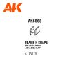 AK Interactive AK6568 BEAMS H SHAPE 2.0 x 2.0 x 350 mm - STYRENE - sztirol H-profil