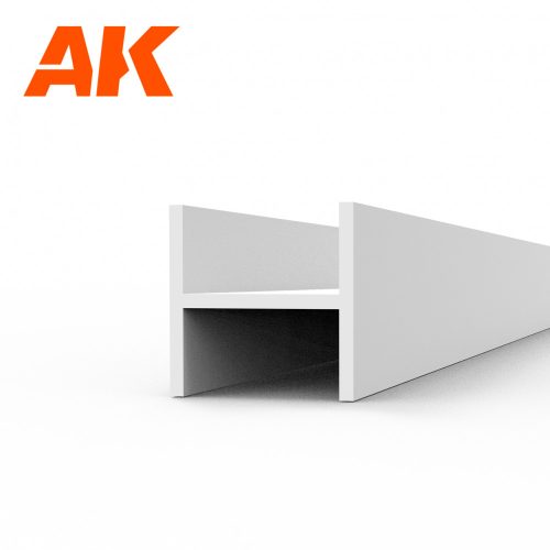 AK Interactive AK6571 BEAMS H SHAPE 4.0 x 4.0 x 350 mm - STYRENE - sztirol H-profil