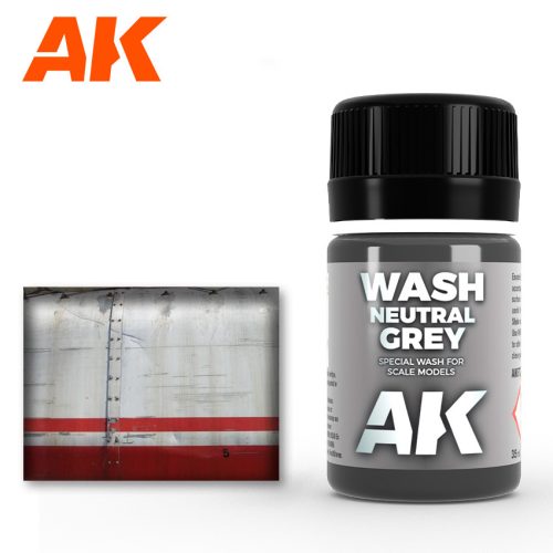 AK Interactive AK677 NEUTRAL GREY FOR WHITE/BLACK WASH - Szürke bemosó fehér/fekete színekhez