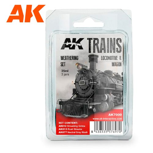 AK Interactive AK7000 LOCOMOTIVE & WAGON Weathering Set