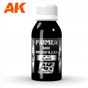   AK Interactive AK757 BLACK PRIMER AND MICROFILLER 100 ml - Fekete alapozó és tömítő, 100 ml