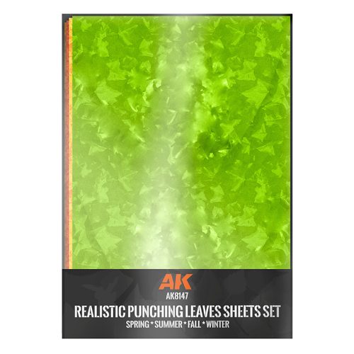 AK Interactive AK8147 PUNCHING LEAVES SHEETS SET (4 units of A4-size sheets) - Nyomott levelek készlet, 4 db A4-es méret