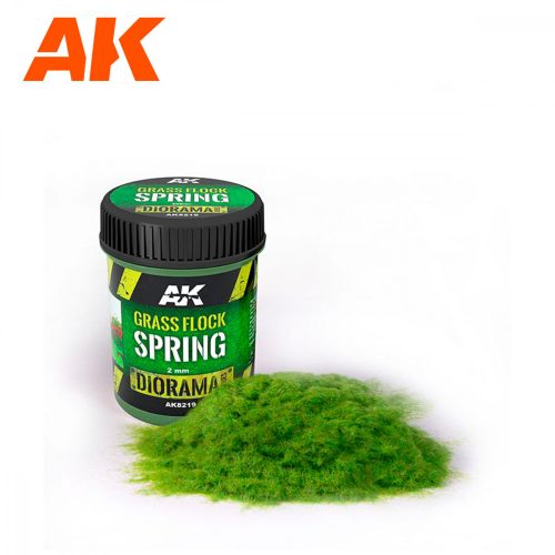 AK Interactive AK8219 GRASS FLOCK 2mm SPRING - Szórható sztatikus fű makettezéshez