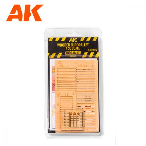 AK Interactive AK8227 LASER CUT WOODEN EUROPALLET 1/35 5 UNITS - EU Raklapok, 5 db