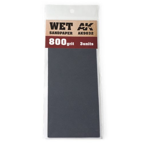 AK Interactive AK9032 Wet Sandpaper 800 Grit. 3 units - Nedves csiszolópapír, 800-as / 3 db