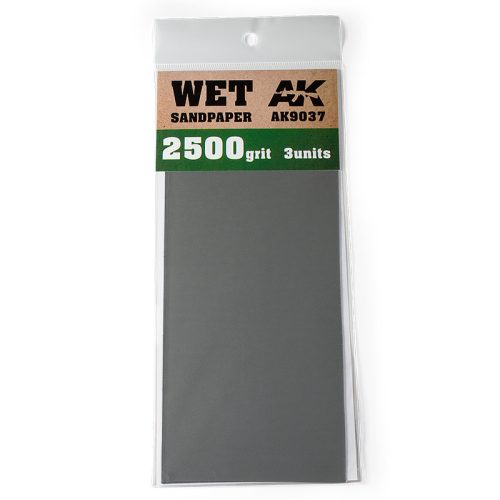 AK Interactive AK9037 Wet Sandpaper 2500 Grit. 3 units - Nedves csiszolópapír, 2500-as / 3 db