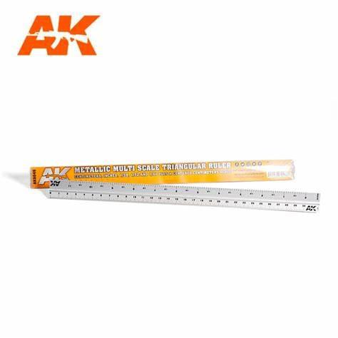 AK Interactive AK9049 Metallic Multi Scale Triangular Ruler - Fém vonalzó makettezéshez