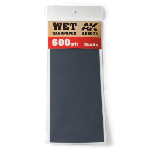 AK Interactive AK9073 Wet Sandpaper 600 Grit. 3 units - Nedves csiszolópapír, 600-as / 3 db