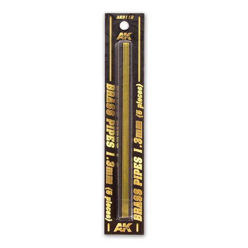 AK Interactive AK9112 BRASS PIPES 1,3mm, 5 units - Sárgaréz cső, 5 db