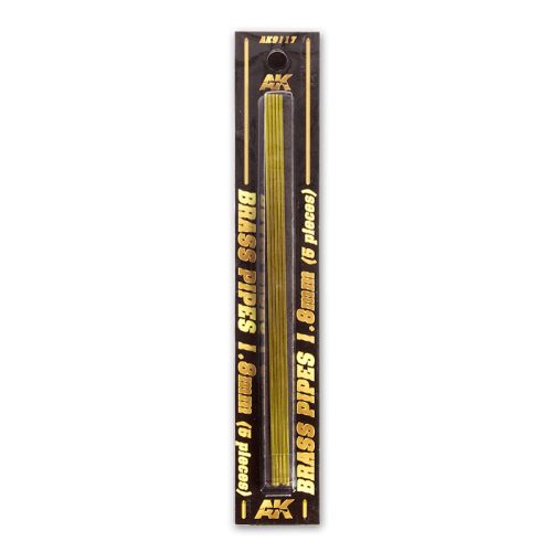 AK Interactive AK9117 BRASS PIPES 1,8mm, 5 units - Sárgaréz cső, 5 db