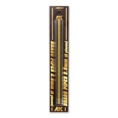 AK Interactive AK9121 BRASS PIPES 2,6mm, 2 units - Sárgaréz cső, 2 db