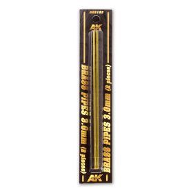   AK Interactive AK9123 BRASS PIPES 3,0mm, 2 units - Sárgaréz cső, 2 db