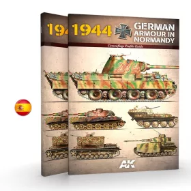   AK Interactive AK917 1944 GERMAN ARMOUR IN NORMANDY - Camouflage Profile Guide - Spanish - kiadvány makettezéshez
