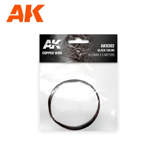 AK Interactive AK9302 Copper Wire 0.25mm x 5 meters BLACK COLOR - rézhuzal