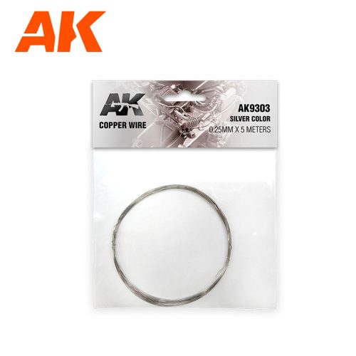 AK Interactive AK9303 Copper Wire 0.25mm x 5 meters SILVER COLOR - rézhuzal