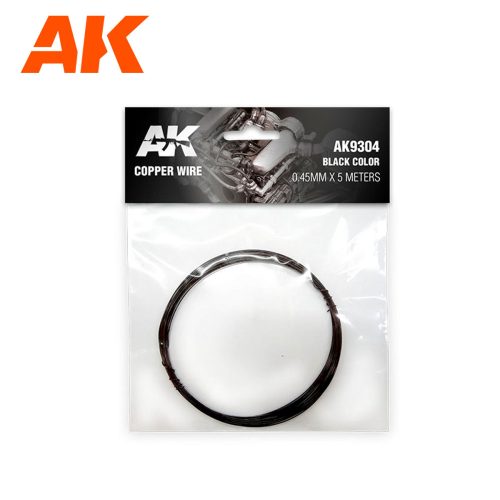 AK Interactive AK9304 Copper Wire 0.45mm x 5 meters BLACK COLOR - rézhuzal