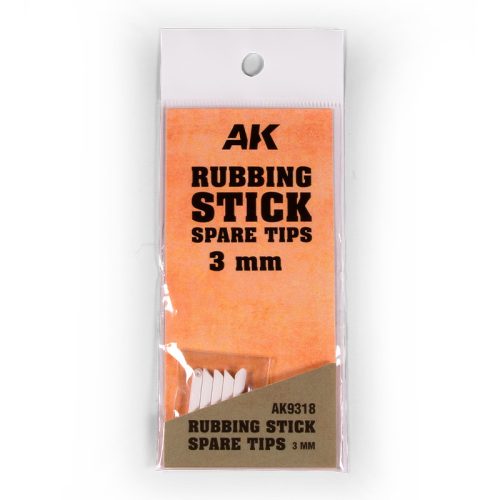 AK Interactive AK9318 RUBBING STICK SPARE TIPS 3 MM - Gumipálcika cseredarabok, 5 db