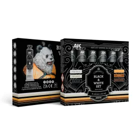   AK Interactive AKAD101 BLACK & WHITE SET – ARTISTIC DENSE ACRYLIC COLOR - akril művészfesték-készlet makettezéshez