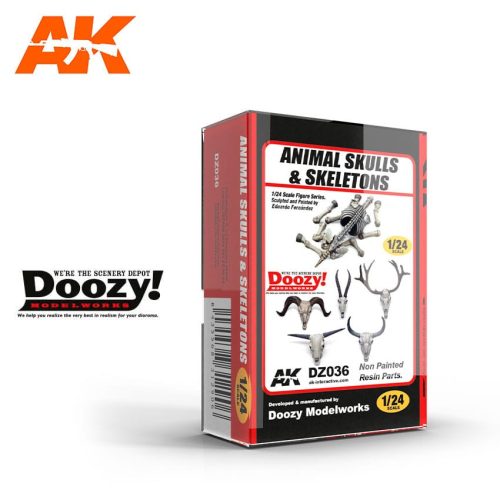 AK Interactive DZ036 ANIMAL SKULLS & SKELETONS 1/24 - műgyanta kiegészítő