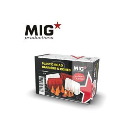   AK Interactive MP35-413 PLASTIC ROAD BARRIERS & CONES 1/35 - dioráma kiegészítők