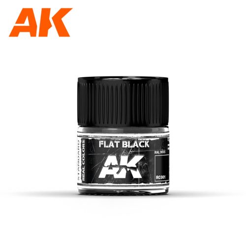 AK Interactive RC001 Flat Black 10 ml - Akril lakk bázisú makett festék