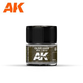   AK Interactive RC023 Olive Drab Nº9/Nº22 10 ml - Akril lakk bázisú makett festék